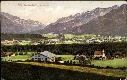 Ak Bad Reichenhall in Oberbayern, Panorama von Nonn gesehen