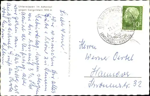 Ak Unterwössen in Oberbayern, Panorama gegen Geigelstein