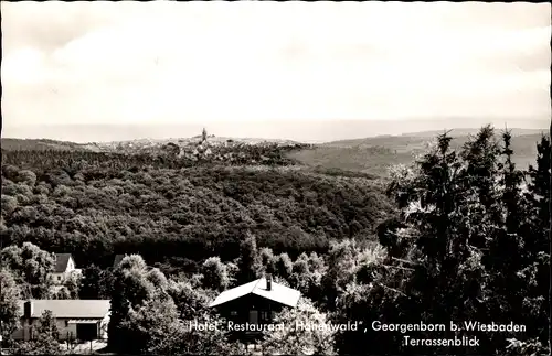 Ak Georgenborn Schlangenbad im Taunus Hessen, Hotel Restaurant Hohenwald, Terrassenblick