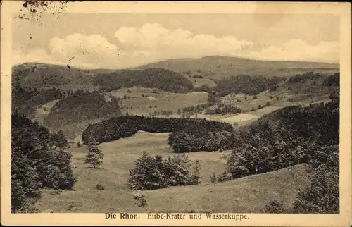 Ak Poppenhausen an der Wasserkuppe Rhön, Eube-Krater, Wasserkuppe, Panorama