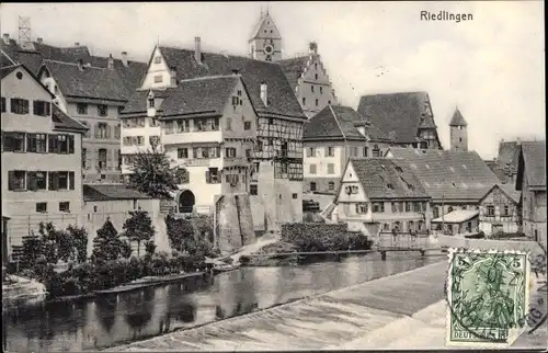 Ak Riedlingen an der Donau Württemberg, Teilansicht, Wehr