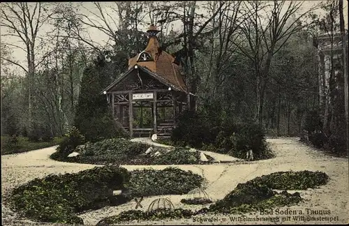 Ak Bad Soden am Taunus Hessen, Schwefel- und Wilhelmsbrunnen, Wilhelmstempel