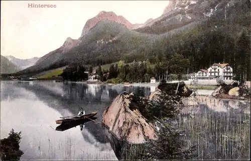 Ak Ramsau im Berchtesgadener Land Oberbayern, Hintersee, Boot