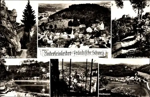 Ak Unterleinleiter in der fränkischen Schweiz, Tal, Schloss Greifenstein, Veilbronn, Ortsansicht