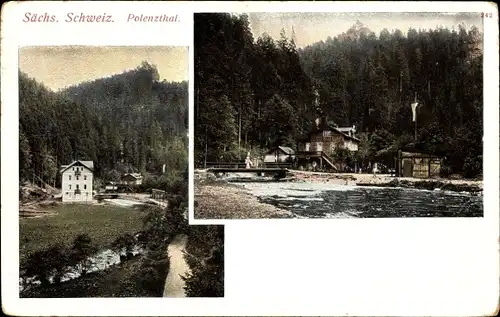 Ak Hohnstein Sächsische Schweiz, Bockmühle im Polenztal