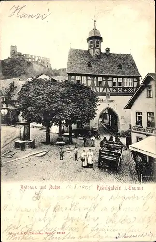 Ak Königstein im Taunus, Rathaus, Ruine, Gastwirtschaft