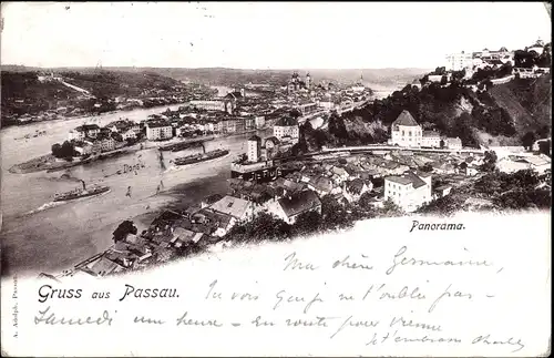 Ak Passau in Niederbayern, Panorama