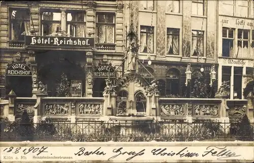 Ak Köln am Rhein, Heinzelmännchenbrunnen, Hotel Reichshof