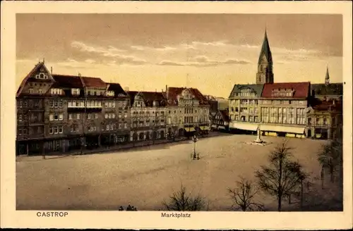 Ak Castrop Rauxel im Ruhrgebiet, Marktplatz, Denkmal