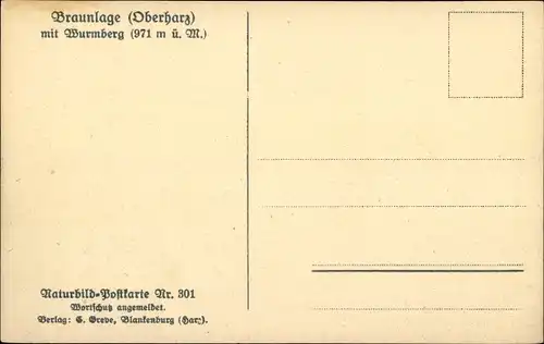 Ak Braunlage im Oberharz, Gesamtansicht mit Wurmberg