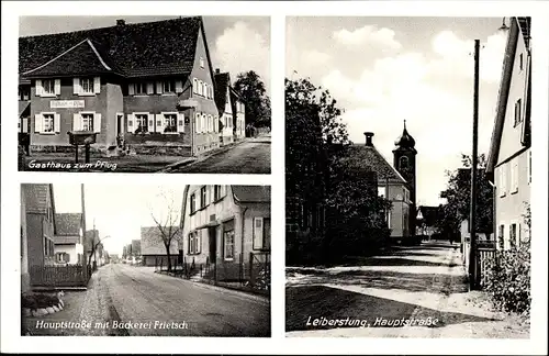 Ak Leiberstung Sinzheim, Gasthaus zum Pflug, Hauptstraße, Bäckerei Frietsch