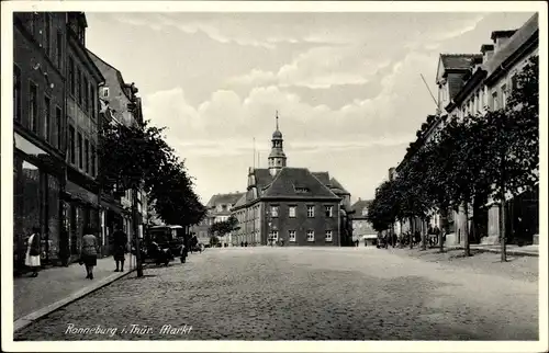 Ak Ronneburg in Thüringen, Markt, Rathaus