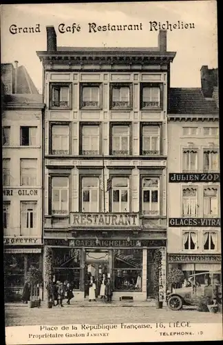 Ak Lüttich Lüttich Wallonien, Grand Café-Restaurant Richelieu, Place de la République 16