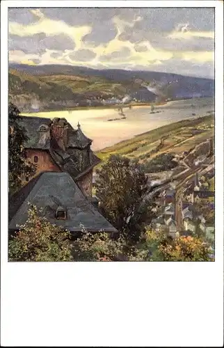 Künstler Ak Schulze, Hans Rudolf, Braubach im Rhein Lahn Kreis, Marksburg, Blick von der Burgschenke