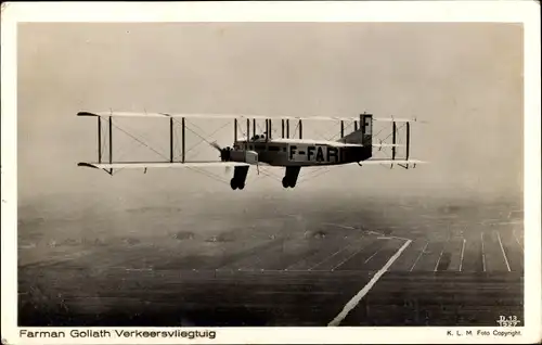 Ak Verkehrsflugzeug Farman Goliath, F FAR, Doppeldecker