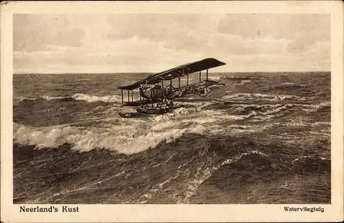 Künstler Ak Wasserflugzeug auf dem Meer