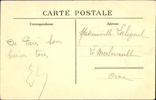 Ak Paris-Madrid 1911, Abflug, Flugzeug