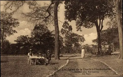 Ak Lubumbashi Elisabethville DR Kongo Zaire, Krankenhaus, Park