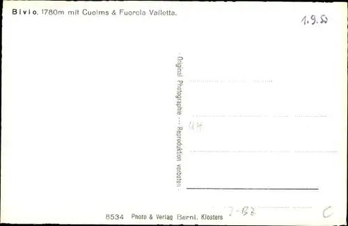 Ak Bivio Stalla Kanton Graubünden, Panorama, Cuolms, Fuorcla Valletta