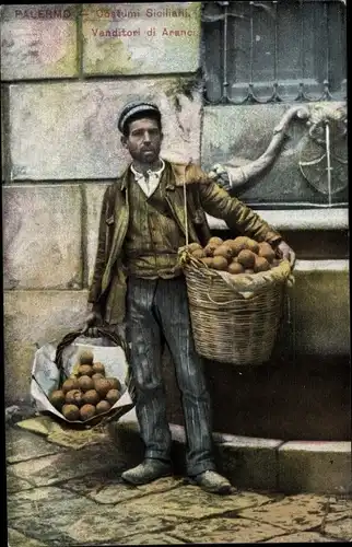 Ak Palermo Sizilien Sicilia Italien, Verkäufer von Orangen