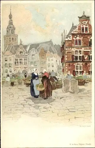 Künstler Litho Cassiers, H., Nijmegen Gelderland Niederlande, Markt