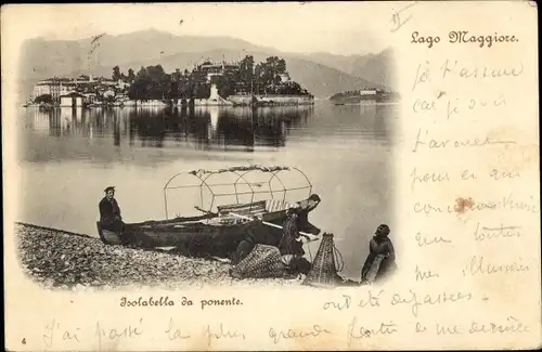 Ak Isola Bella Lago Maggiore Piemonte, Boot, Uferpartie