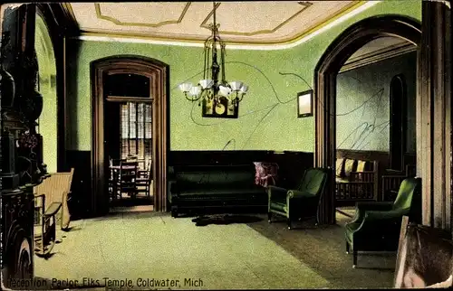 Ak Coldwater Michigan USA, Rezeption, Elks-Temple