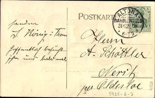 Präge Ak Glückwunsch Neujahr 1909, Glücksklee, Hufeisen