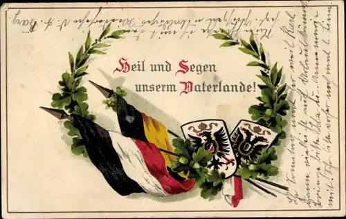 Ak Heil und Segen unserem Vaterlande, Wappen, Fahnen, Waffenbrüderschaft