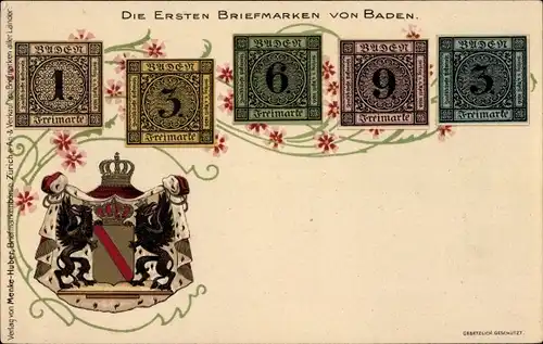 Briefmarken Litho Die ersten Briefmarken von Baden, Freimarke