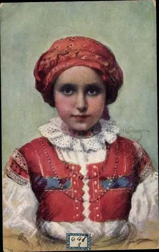 Künstler Ak Petera, O., Mädchen in slowakischer Tracht, Portrait