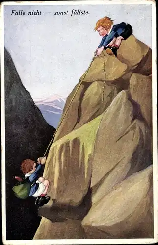 Ak Kinder beim Bergsteigen, Falle nicht, sonst fällste
