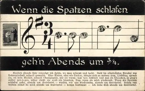 Lied Ak Wenn di Spatzen schlafen..., Noten, Musik