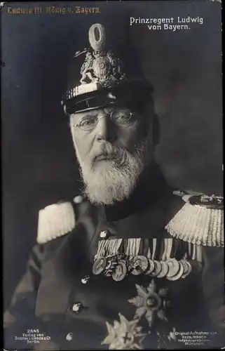 Ak Prinzregent Ludwig von Bayern, Portrait, Uniform, Orden, Abzeichen