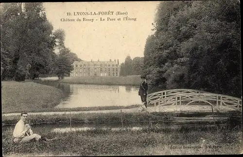 Ak Lyons la Forêt Eure, Parc et l´Étang, Château de Rosay