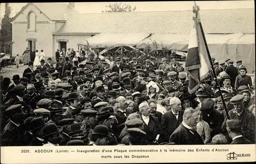 Ak Ascoux Loiret, Inauguration Plaque Commémorative