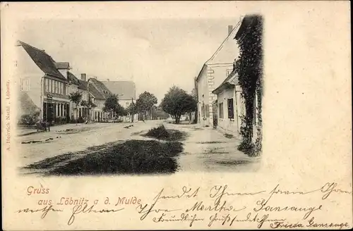 Ak Löbnitz Delitzsch in Nordsachsen, Straßenpartie