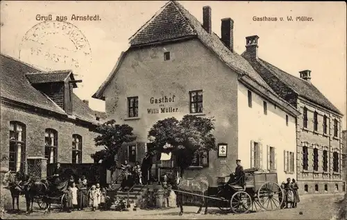 Ak Arnstedt Arnstein, Gasthaus von Willi Müller, Kutsche
