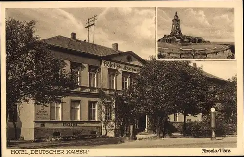 Ak Roßla am Harz, Hotel Deutscher Kaiser, Kyffhäuserdenkmal