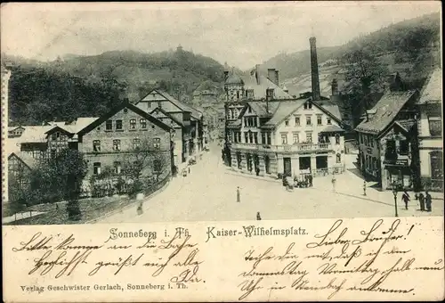 Ak Sonneberg Thüringen, Blick auf den Kaiser Wilhelmplatz, Häuser, Geschäfte