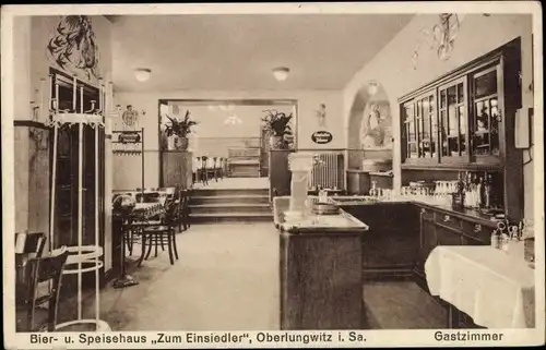 Ak Oberlungwitz in Sachsen, Bier- und Speisehaus Zum Einsiedler, Innenansicht