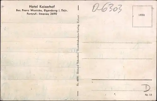 Ak Elgersburg in Thüringen, Hotel Kaiserhof, Innenansicht