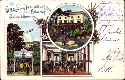 Litho Berlin Reinickendorf Hermsdorf, Hotel Kaiserhof, Inh. Julius Fähnrich