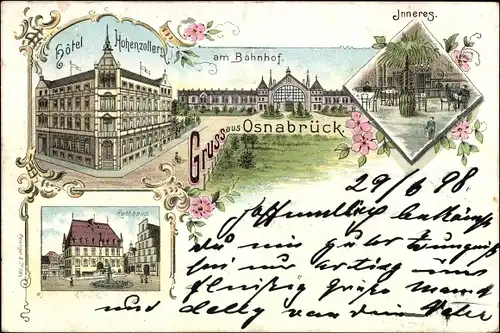 Litho Osnabrück in Niedersachsen, Hotel Hohenzollern am Bahnhof, Inneres ,Rathaus