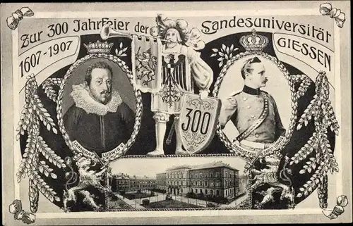Wappen Ak Gießen an der Lahn Hessen, Landgraf Ludwig V., Großherzog Ernst Ludwig, Universität