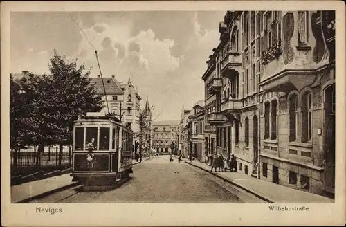 Ak Neviges Velbert Nordrhein Westfalen, Wilhelmstraße, Straßenbahn