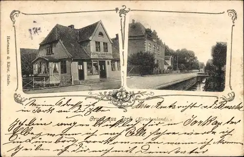 Ak Jork im Alten Land, Kirschenland, Geschäftshaus, Teilansicht