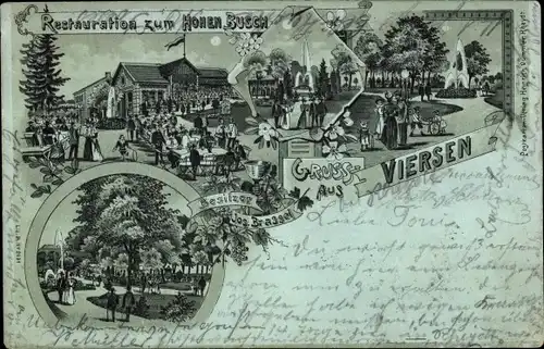 Mondschein Litho Viersen in Nordrhein Westfalen, Restauration zum Hohen Busch, Garten