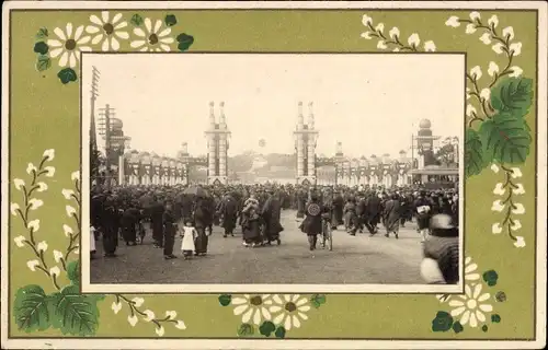 Passepartout Ak Japan, Menschenmassen vor dem Kaiserlichen Palast, Empfang Kronprinz Hirohito 1916