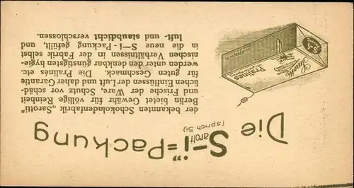 Ak Reklame Sarotti Pralinés, S-i Packung, Szene Hermann und Dorothea von W. v. Goethe